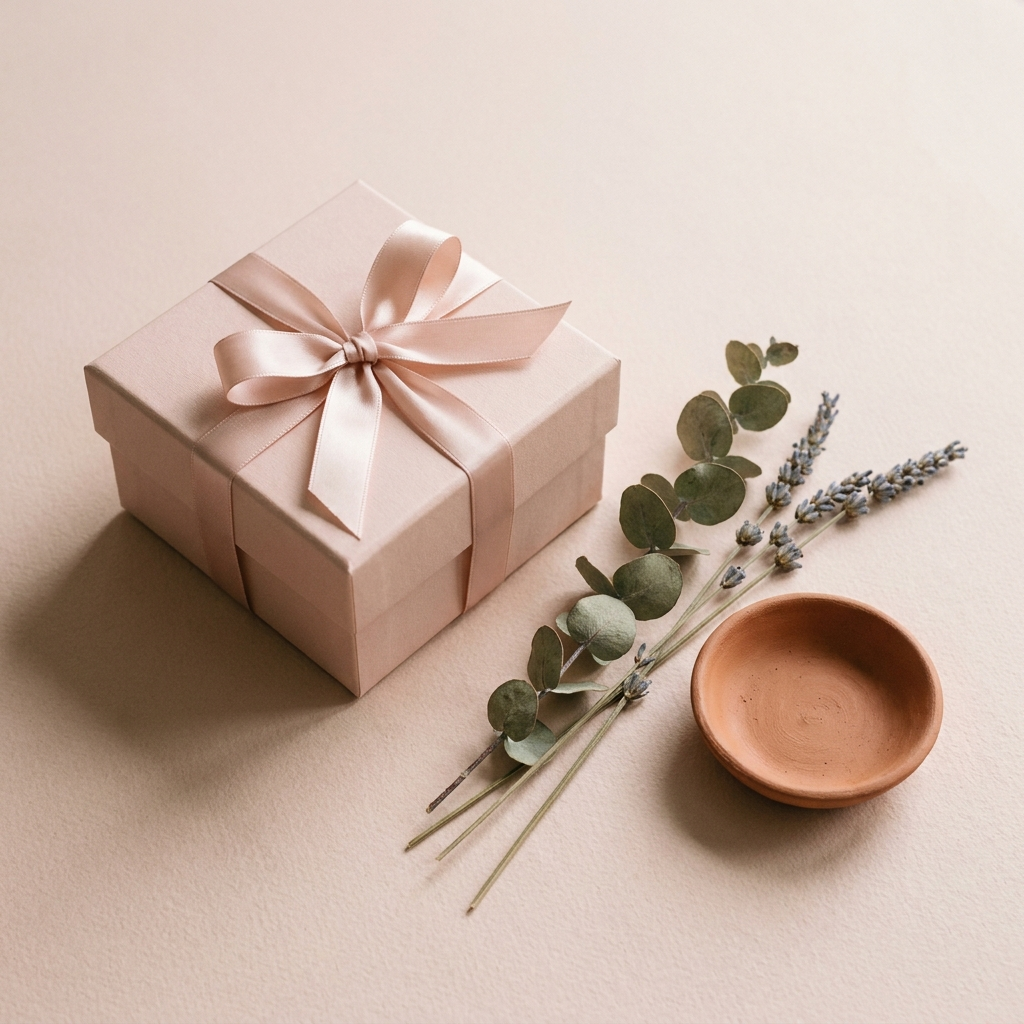Deluxe You gift card — blush gift box with satin ribbon